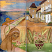 Ondines sur la Dordogne - Tempera al fresco (2015) - 4 parts, (20cm x 20cm) each