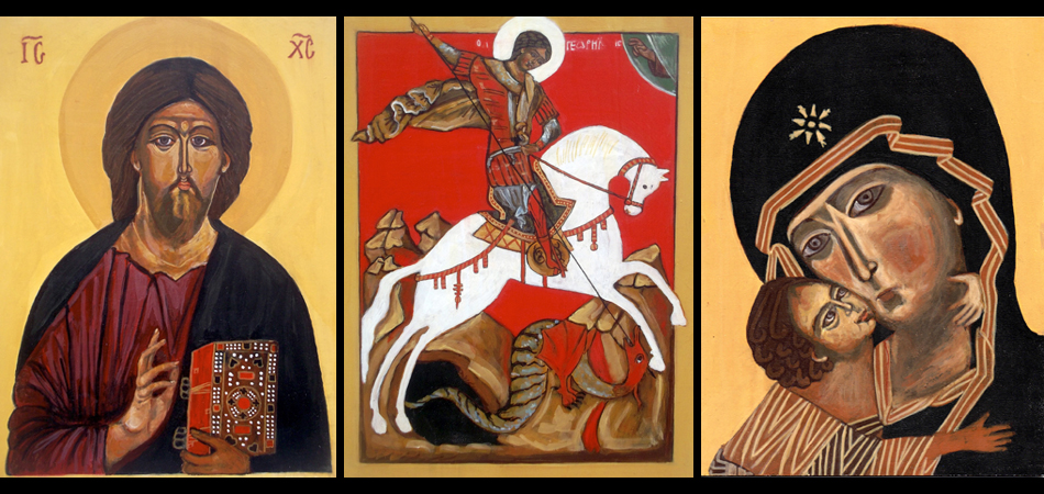 Camelia de Montety: Icons - tempera on wood/canvas