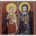 Le Christ et l'abbé Mena (Monastère de Baouit-Louvre, VIIIe) - Tempera al fresco (2015) - 2 parts, (40cm x 20cm) each